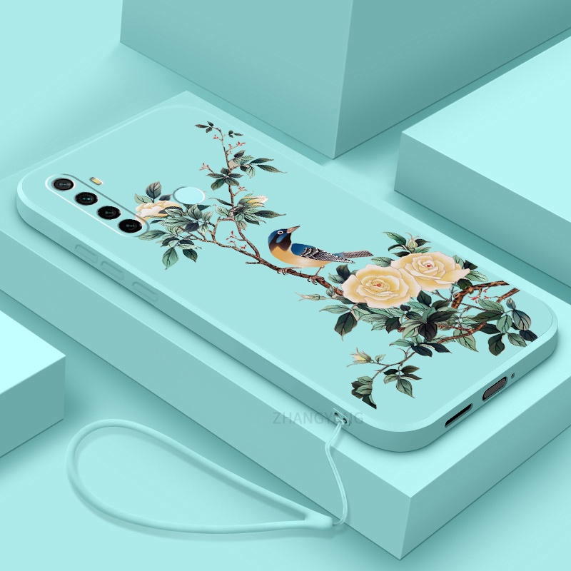 Ốp Điện Thoại TPU Mềm Họa Tiết Hoa Và Chim Có Dây Đeo Cho Realme 5 5i 6i 5 pro 6 6 pro c3