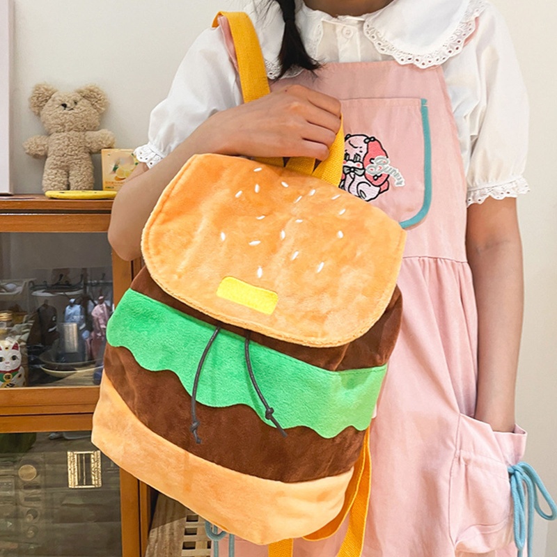 Ba Lô Rút Dây Hình Hamburger Dễ Thương Cho Nữ