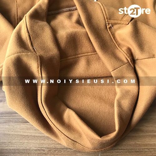 Áo hoodie unisex 2T Store H17 màu da bò - Áo khoác nỉ bông nam nón 2 lớp dày dặn chất lượng đẹp