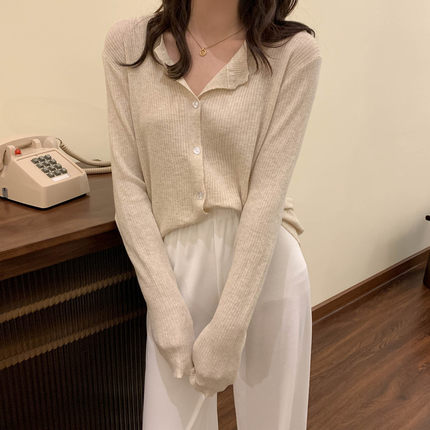 Áo Cardigan Dệt Kim Tay Dài Cổ Tròn Màu Sắc Đơn Giản Phong Cách Pháp Cho Nữ | BigBuy360 - bigbuy360.vn