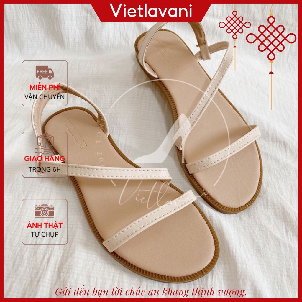 Giày sandal đế phẳng mũi tròn thiết kế quai đan  thoải mái thời trang cho nữ mã LNS37