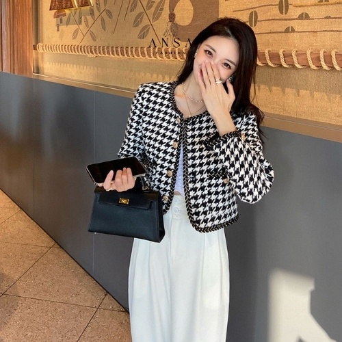 Áo dạ tweed Hàn Quốc dáng ngắn