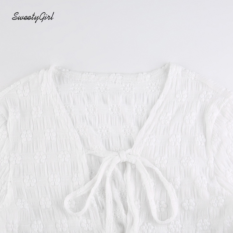 Áo Thun Tay Dài Cổ Chữ V Thắt Nơ Eo Màu Trơn Thời Trang 2022 Dành Cho Nữ