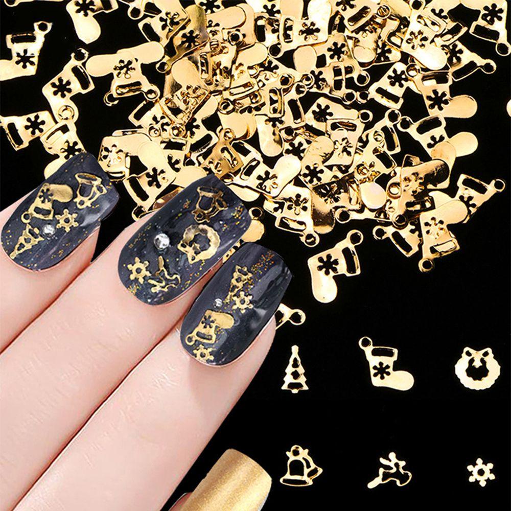 Miếng Dán Trang Trí Móng Tay Chủ Đề Giáng Sinh|Phụ Kiện Trang Trí Móng Tay Hình Chuông Kim Loại Lấp Lánh