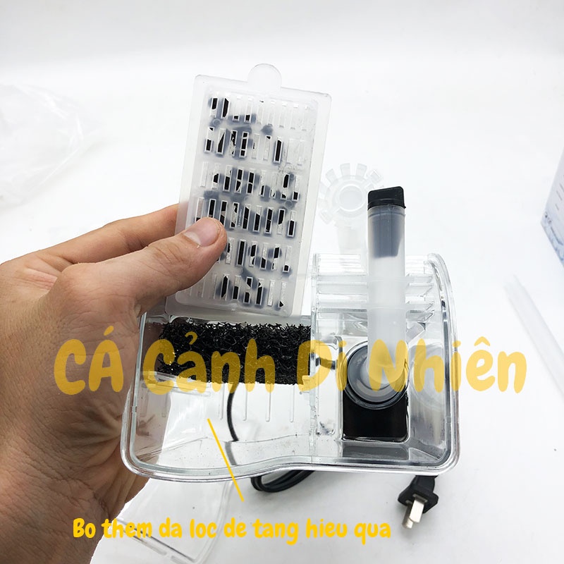 Máy lọc nước hồ cá 8W dạng thác nước AP-606H Vipsun Fish treo thành hồ cá 30-40cm