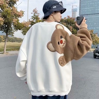 Áo sweater tay dài cổ tròn thêu họa tiết hoạt hình đáng yêu thời trang mùa thu năng động dành cho nam