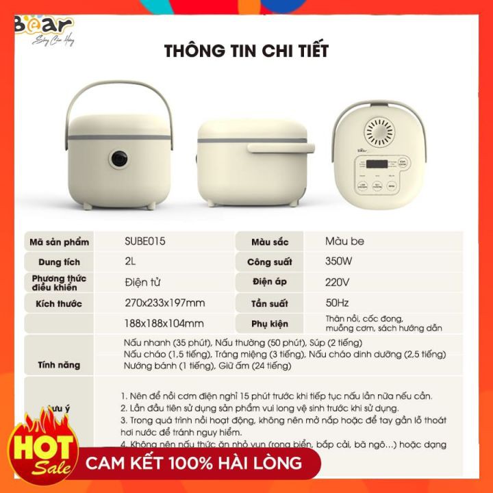 Nồi cơm điện thông minh Bear SUBE015 DFB-B20A1,Bản Quốc tế_Bảo hành 18 tháng