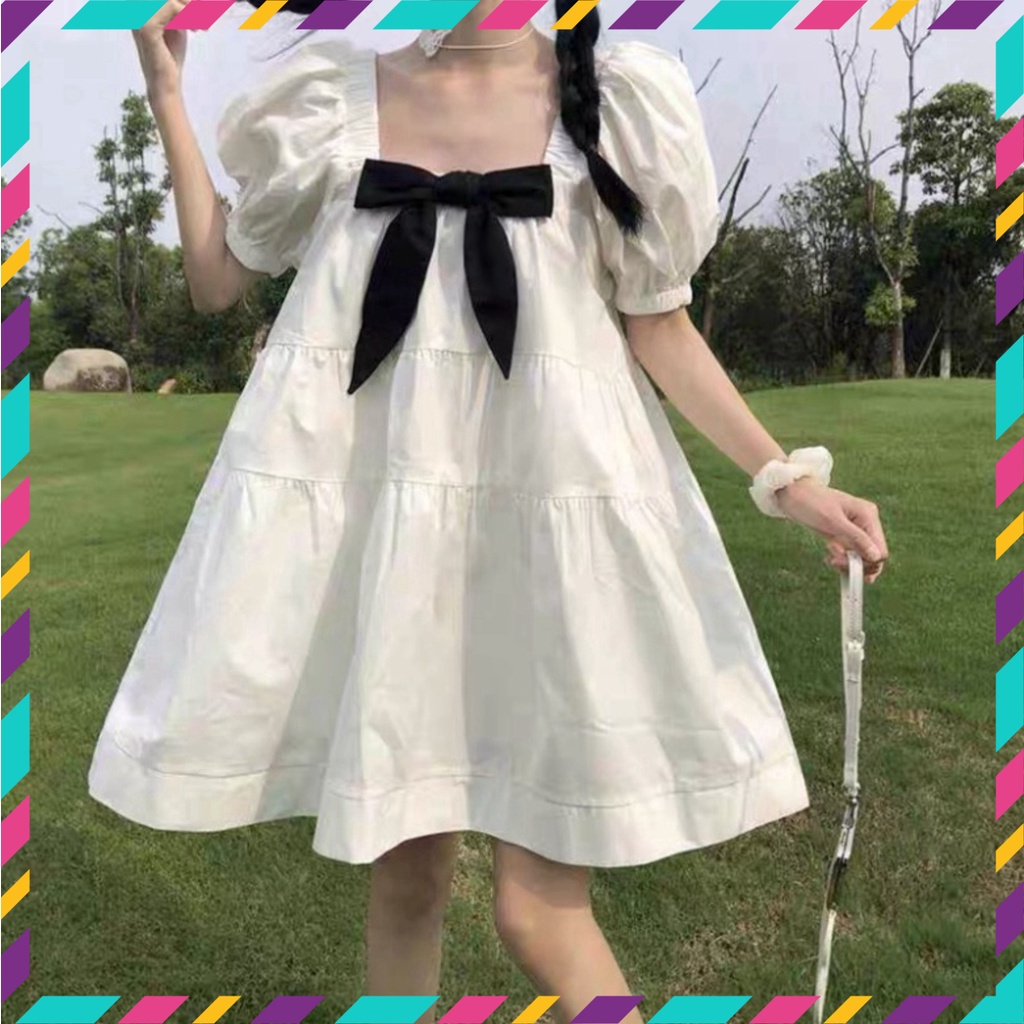 Váy Nữ, Đầm Nữ Thắt Nơ Ngực Dáng Bồng Bềnh Siêu Xinh | BigBuy360 - bigbuy360.vn