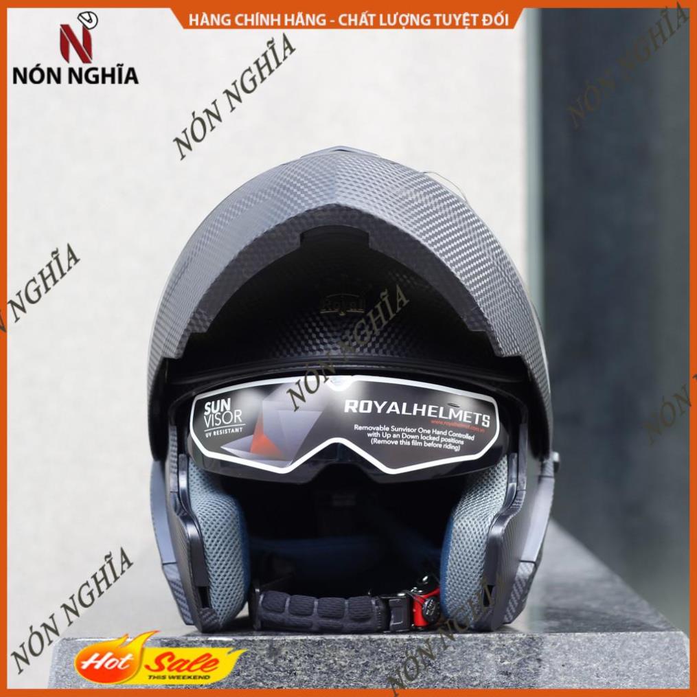 Nón bảo hiểm fullface có cằm Royal M179 đen nhám