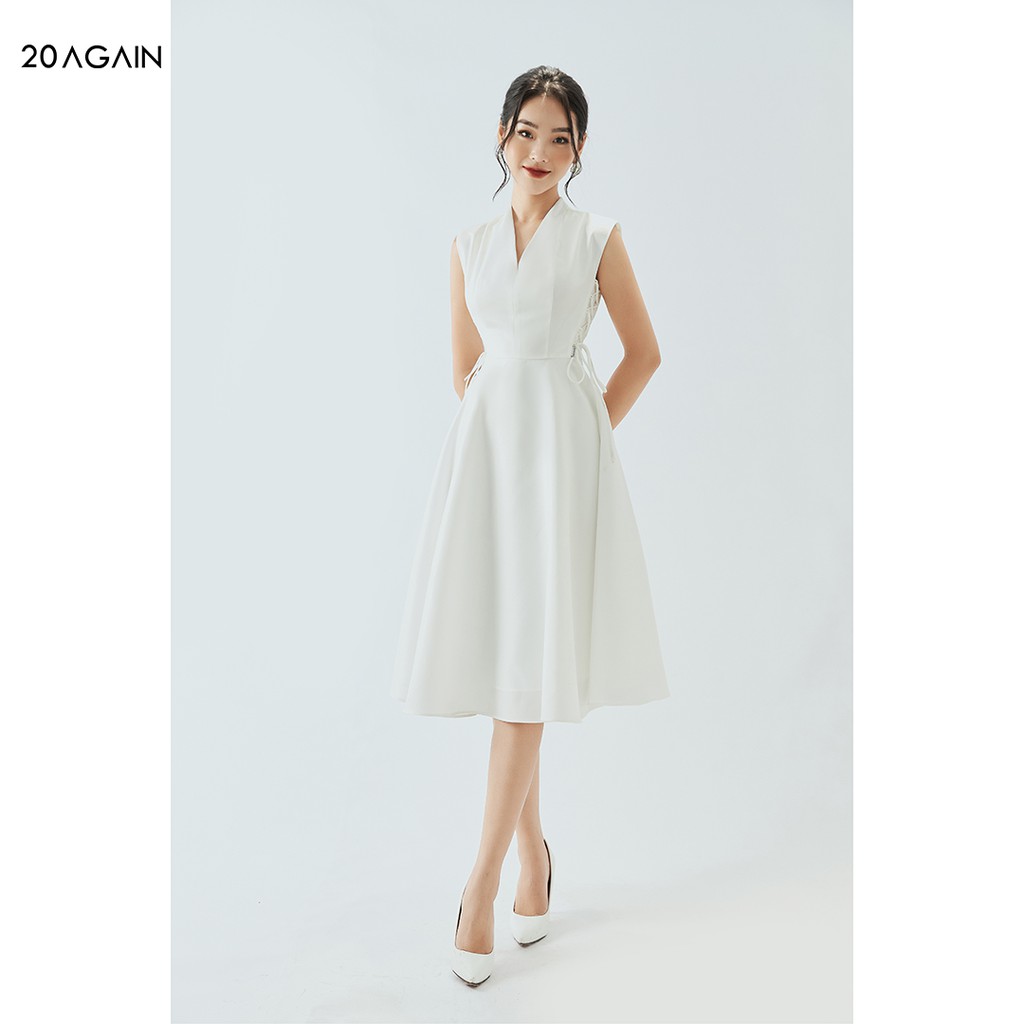 Váy xòe cổ V 20AGAIN, thiết kế đan dây sườn, tôn dáng DEA1541 | BigBuy360 - bigbuy360.vn