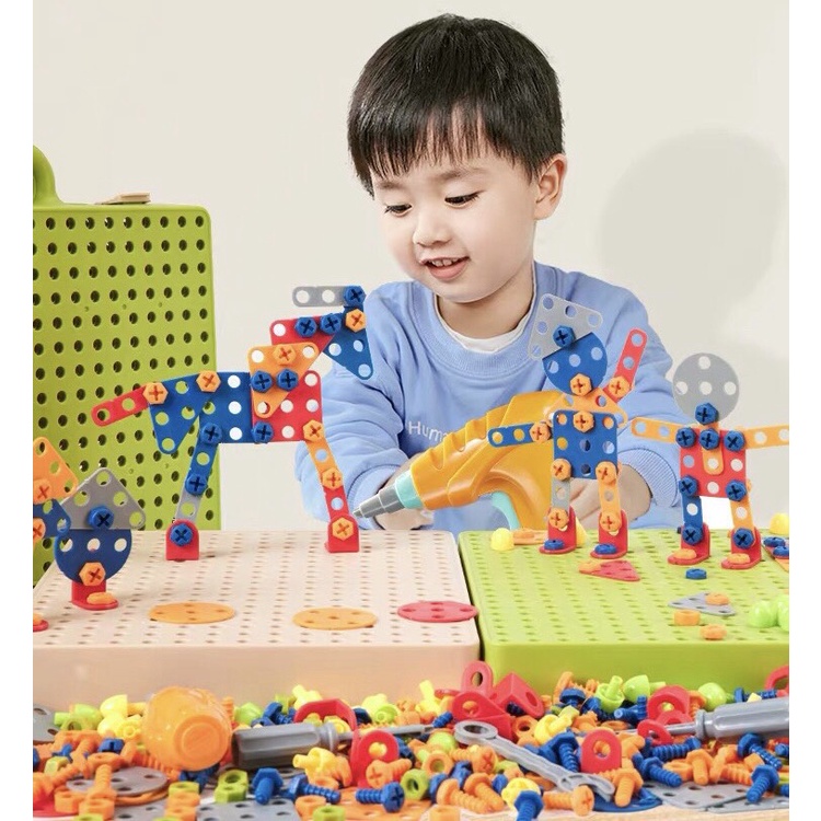 Bộ đồ chơi lắp ráp kĩ sư - vali vặn ốc vít 331 chi tiết cho bé trai từ 3 tuổi