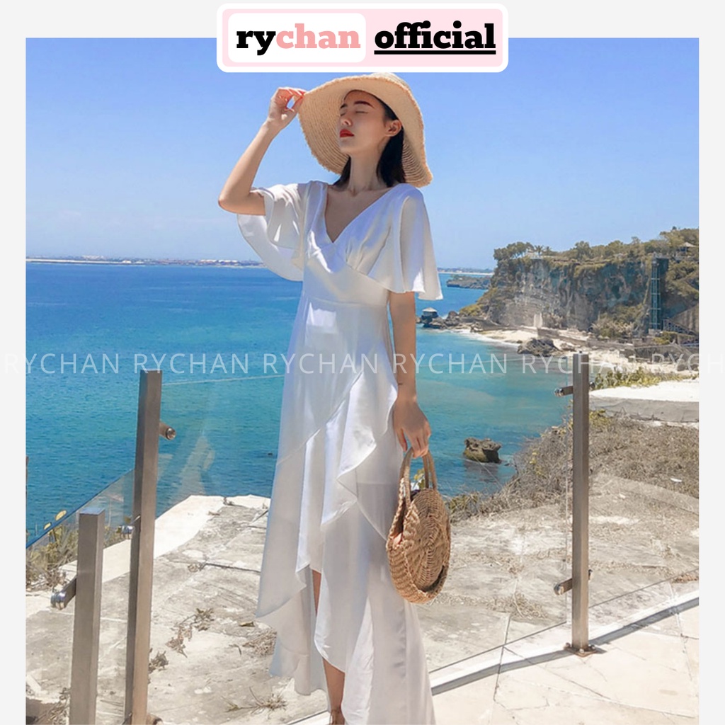 Đầm Maxi Đi Biển Đuôi Bèo Cổ V Tay Loe Nhẹ Nhàng - DX0093