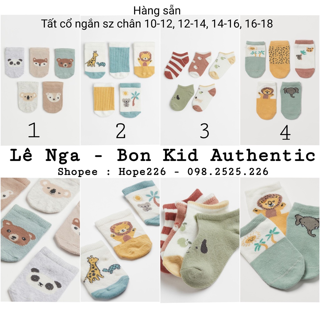 Set 5 đôi / 7 đôi TẤT CỔ NGẮN HM UK/US sz 19/21, 22/24, 25/27, 28/30, 31/33, 34/36