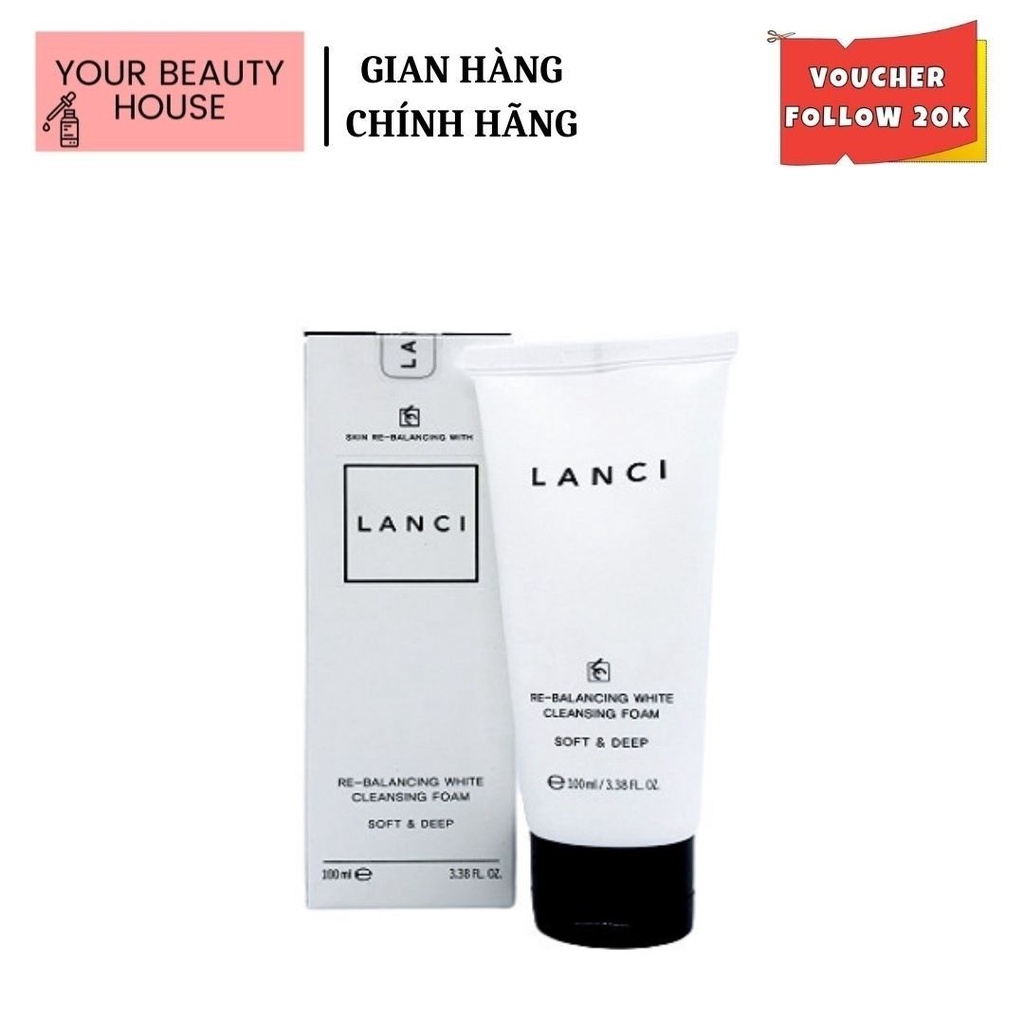Sửa Rửa Mặt Làm Trắng Da Lanci Re-balancing White Cleansing Foam 100ml Hàn Quốc