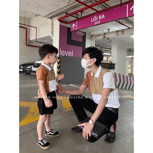 1803-2# Áo Polo Phối Màu BỐ-CON