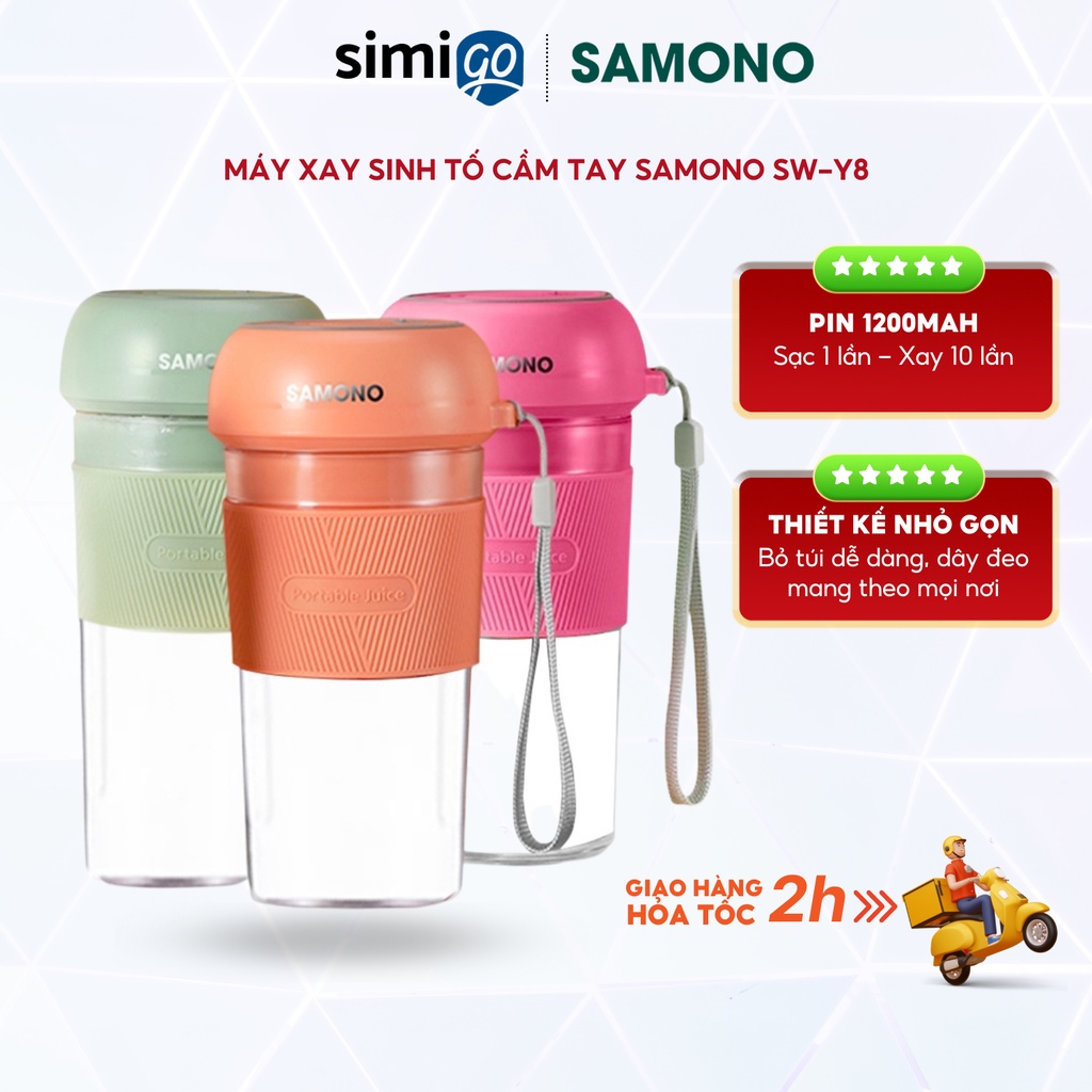 Máy xay sinh tố cầm tay mini nhỏ gọn màu sắc đẹp SAMONO SW-Y8 dung tích 400ml - Bảo hành 12 tháng
