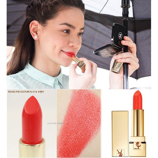 Hàng Pháp - Son thỏi YSL Rouge Pur Couture 13 màu đỏ cam - đủ bill