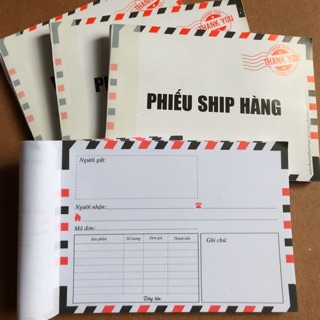 Phiếu ship hàng phong bì thư tập 100trang