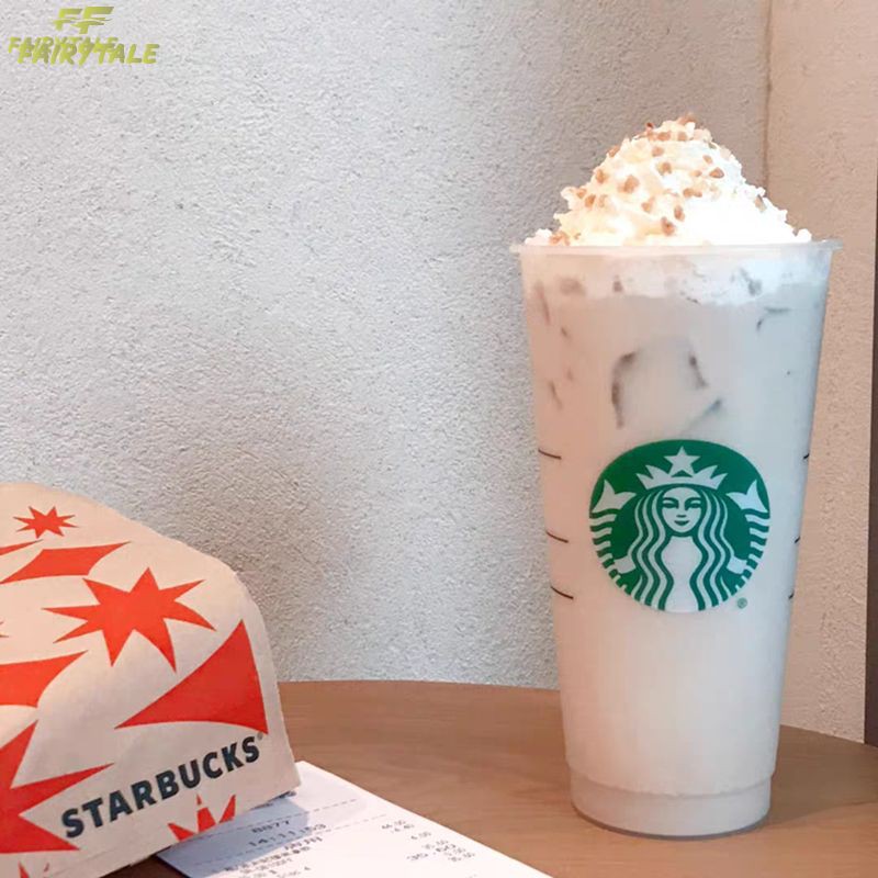 Ly đựng nước trong suốt in logo Starbucks kèm nắp