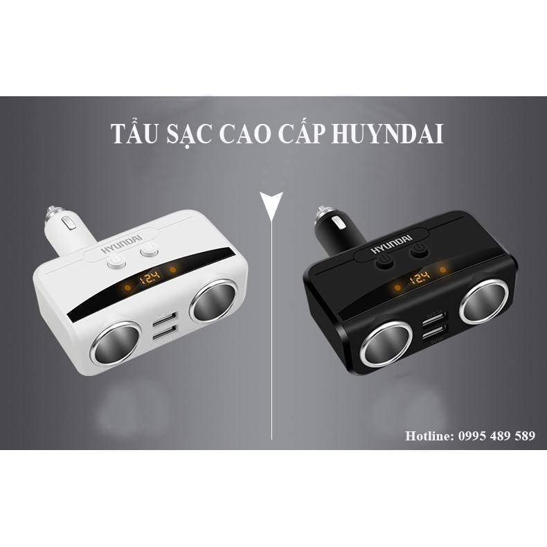 Bộ chia tẩu sạc xe hơi cao cấp hàng hiệu 2 tẩu,2 cổng USB sạc nhanh