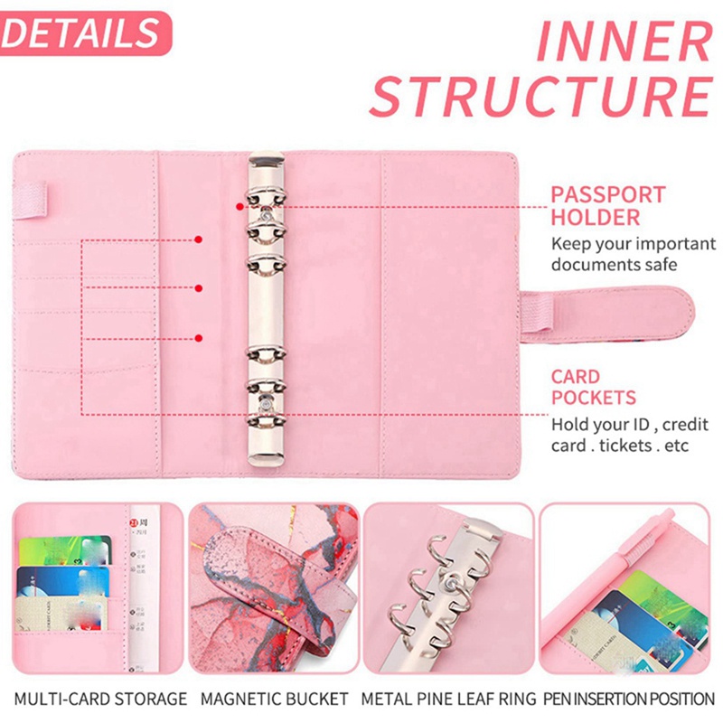 Phong Bì Đựng Tiền Tài Liệu Khổ A6 Họa Tiết Vân Đá Cẩm Thạch Nhiều Màu Sắc Có Khóa Kéo