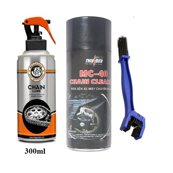 Combo chai xịt vệ sinh sên Thunder và chai xịt dưỡng sên Megacools tặng bàn chải sên 3D cao cấp