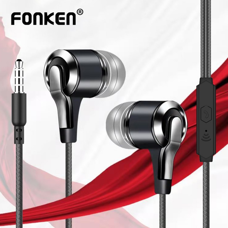 Tai nghe nhét tai Fonken có dây kèm micro giắc cắm 3.5mm dành cho Huawei Honor dài 1.2m