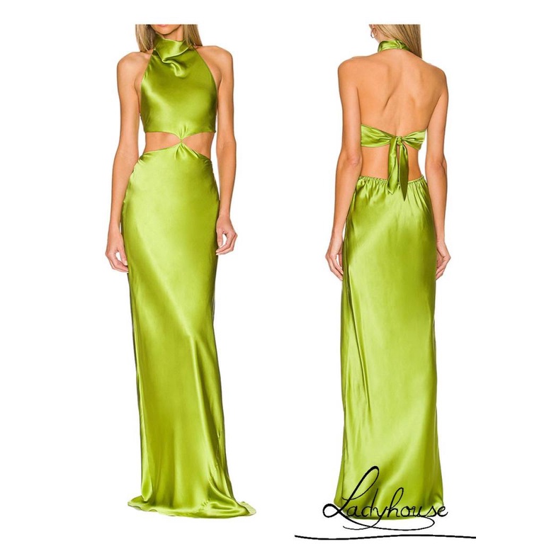 Đầm Hai Dây Dáng Dài Hở Lưng Màu Trơn Thời Trang Cho Nữ