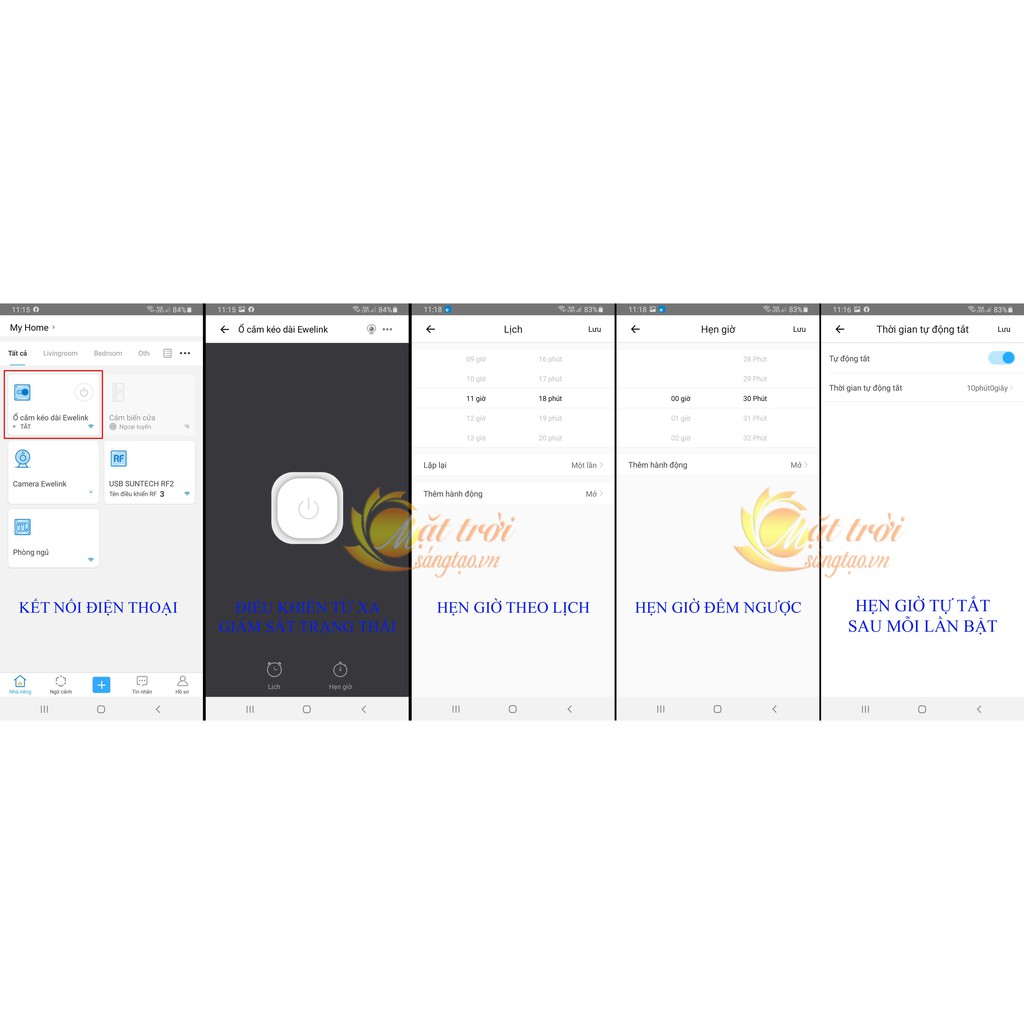 Ổ cắm kéo dài wifi Ewelink điều khiển, hẹn giờ bằng điện thoại