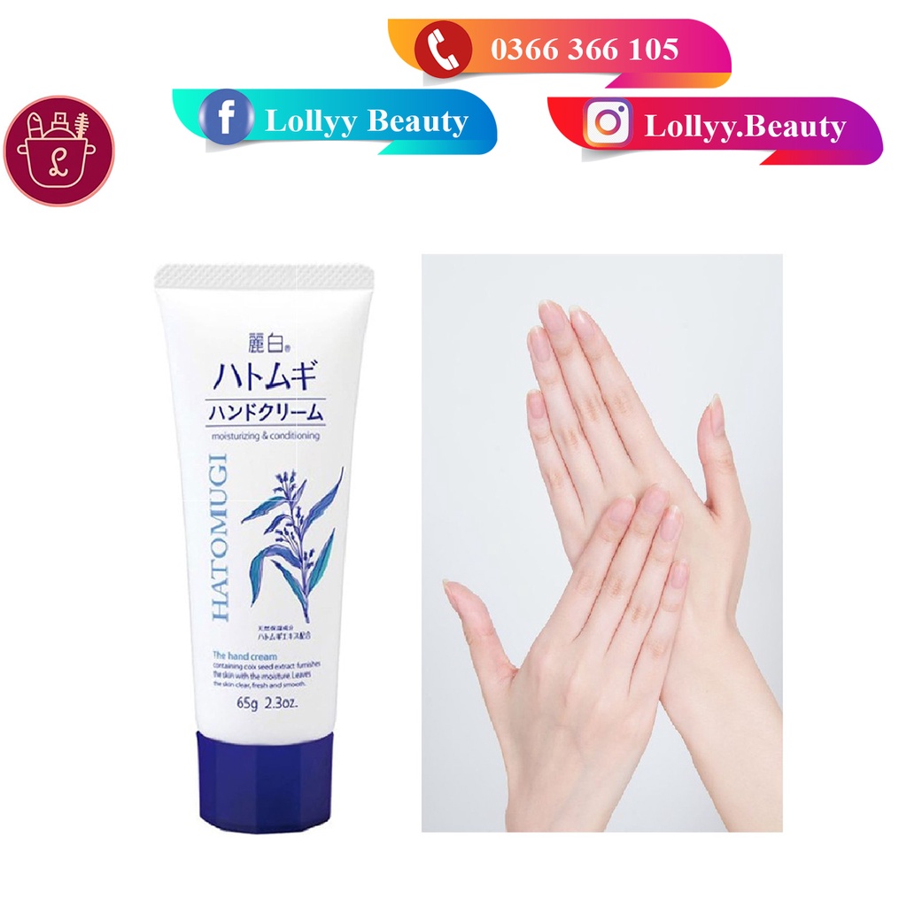 Kem Dưỡng Da Tay Hatomugi Moisturizing The Hand Cream 65g - Kem tay Hatomugi ý dĩ