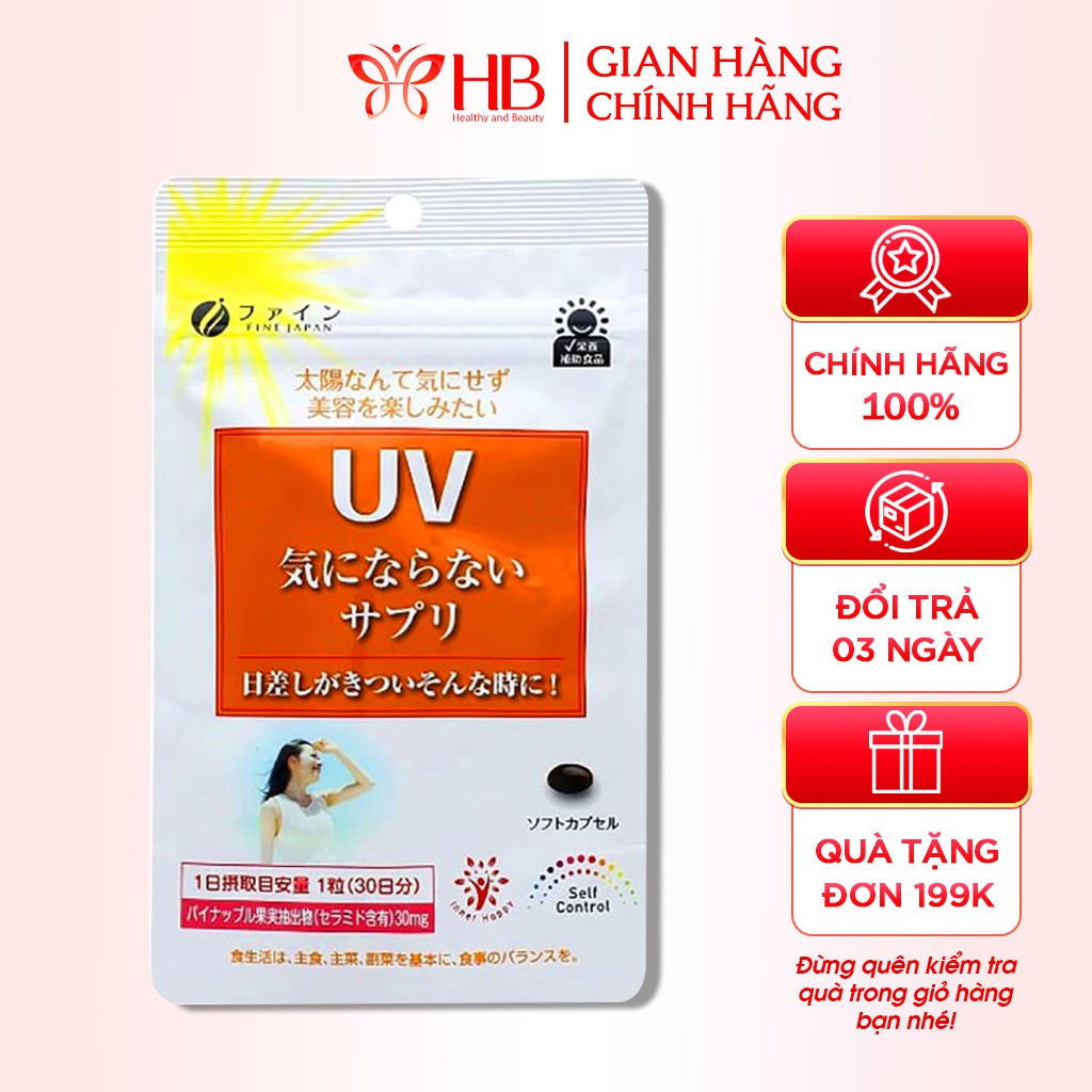 Viên Uống UV Care Plus hỗ trợ chống Nắng Fine Japan Nhật Bản túi 30 viên