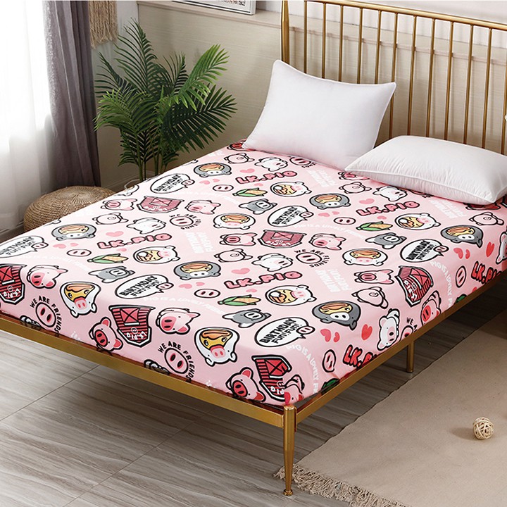 Ga giường drap thun chống thấm cho bé cotton Poly kích thước 1m6 x 2m, 1m8 x 2m dùng trực tiếp cho nệm dày 10cm