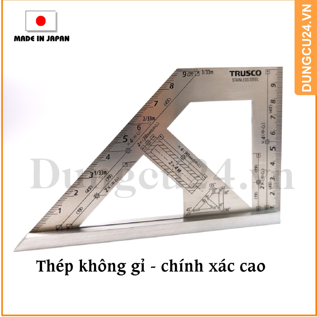 Thước ke góc thép không gỉ TRUSCO NO.2327295 [made in Japan]