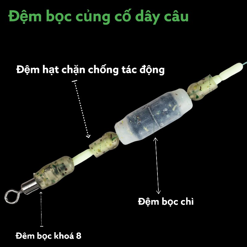 bộ 3 bọc đệm,hạt chặn , khóa 8,chí lá câu cá