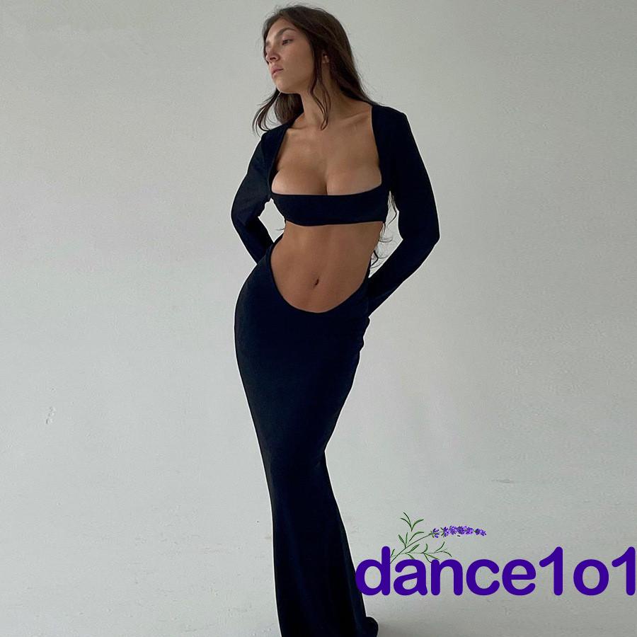 Đầm Ôm Dài Tay Cổ Vuông Quyến Rũ Dành Cho Nữ Khiêu Vũ1O1-