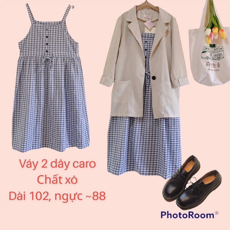 2hand_Đầm/ yếm 2 dây xô caro