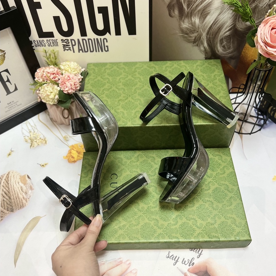 Giày Sandal Cao Gót Nữ Đế Vuông 12 Phân Đúp Trước T69