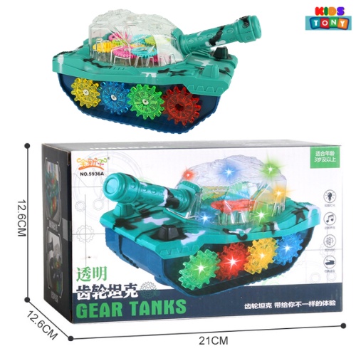Xe tăng đồ chơi đa năng tự động phát nhạc và đèn cho bé, đồ chơi xe tăng chạy pin có nhạc và ánh sáng vui nhộn Tony kids