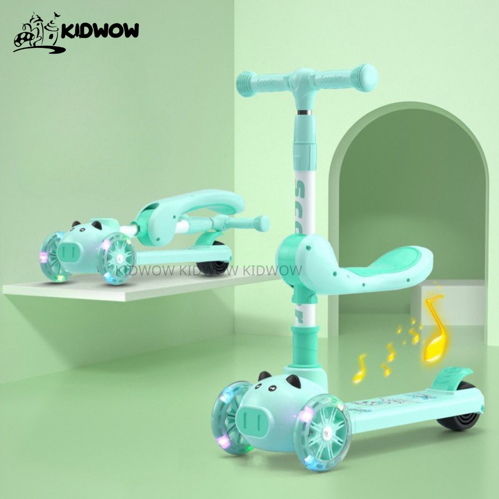 Xe Trượt Scooter 3 Bánh Đa Năng Có Đèn Led Phát Sáng, Có Nhạc Và Ghế Ngồi Cho Trẻ Em - Xe Thăng Bằng Có Nhạc Dành Cho Bé