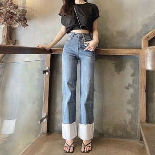 Quần culottes lật lai trắng