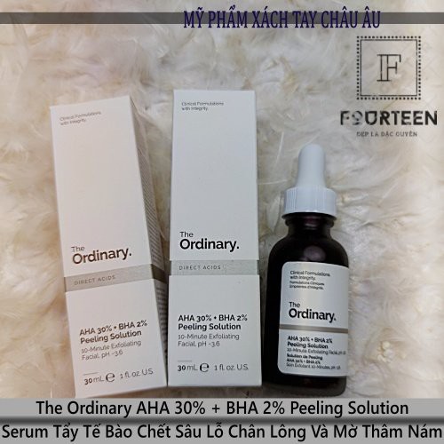 Serum The Ordinary AHA 30% + BHA 2%  Peeling Solution Tinh Chất Tẩy Tế Bào Chết Hóa Học Giúp Giảm Mụn - Mờ Thâm 30ml