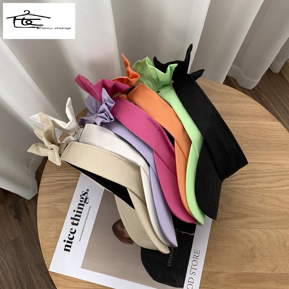 Nón Lưỡi Trai Hở Chóp Đính Nơ Phong Cách Hàn Quốc Dễ Phối Đồ Thời Trang Mùa Hè Cho Nữ