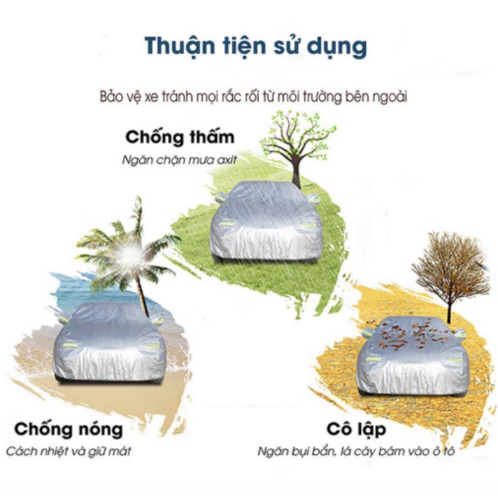 BẠT PHỦ XE Ô TÔ 7 chỗ 4 chỗ CAO CẤP 9D Chống nắng chống mưa