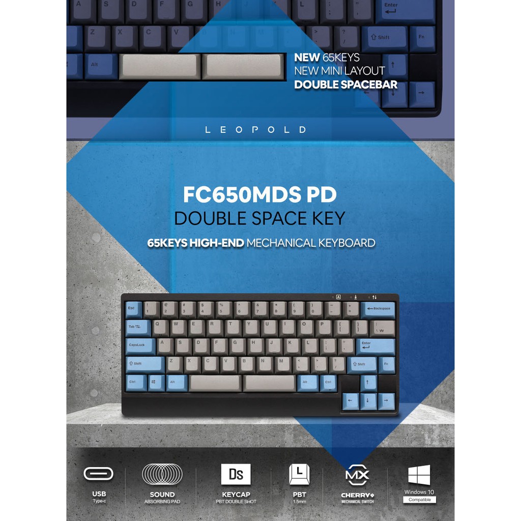 BÀN PHÍM LEOPOLD FC650MDS BLUE GREY