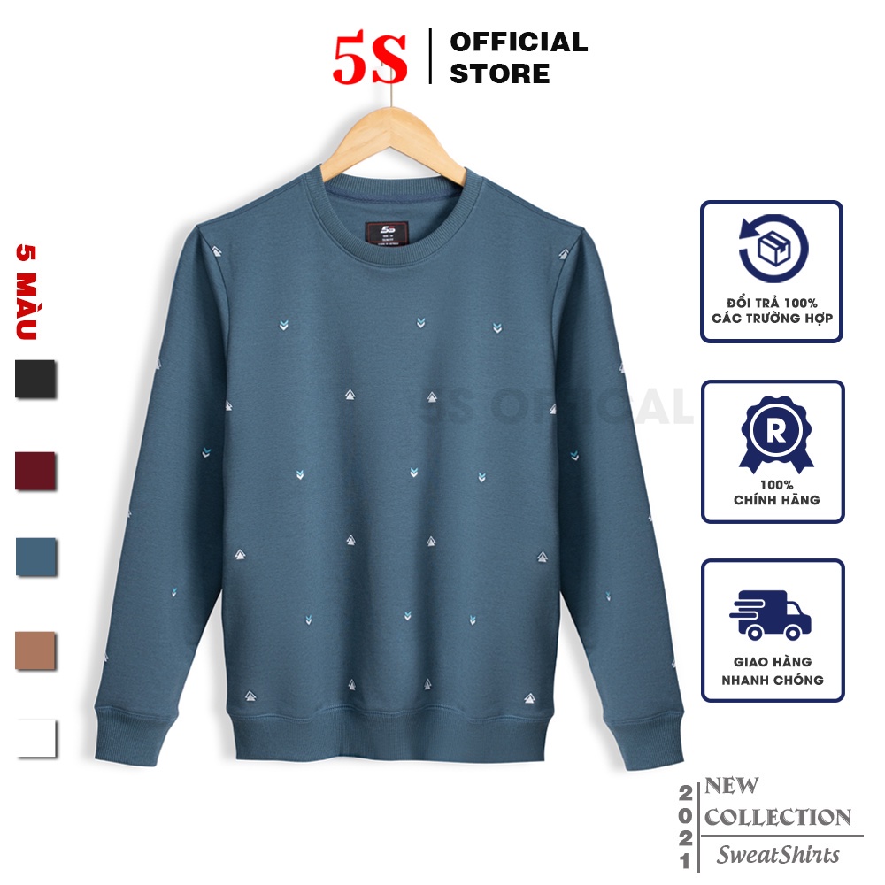 Áo Nỉ Nam Cổ Tròn 5S (5 màu), Chất Liệu Cotton USA Mềm Mịn, Không Bai Xù, Thiết Kế In Họa Tiết Trẻ Trung (ANI21007) - Hà