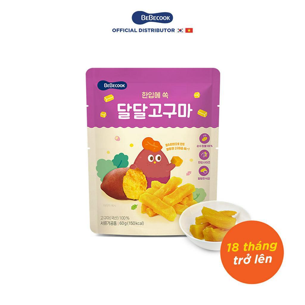 Bánh ăn dặm cho bé khoai lang ngọt BeBecook dành cho trẻ 18 tháng 60gr/gói