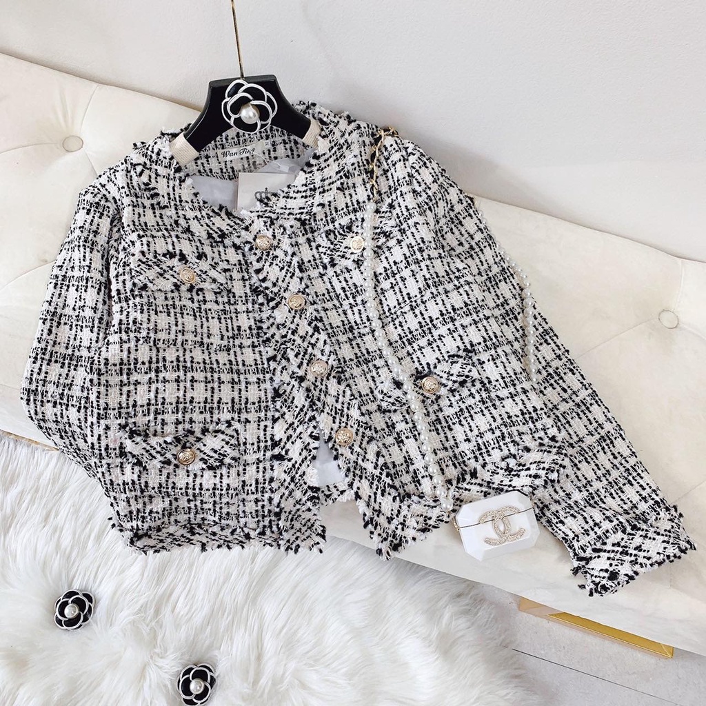 Áo Dạ Tweed Dáng Ngắn Phong Cách Hàn Quốc Chamia | BigBuy360 - bigbuy360.vn