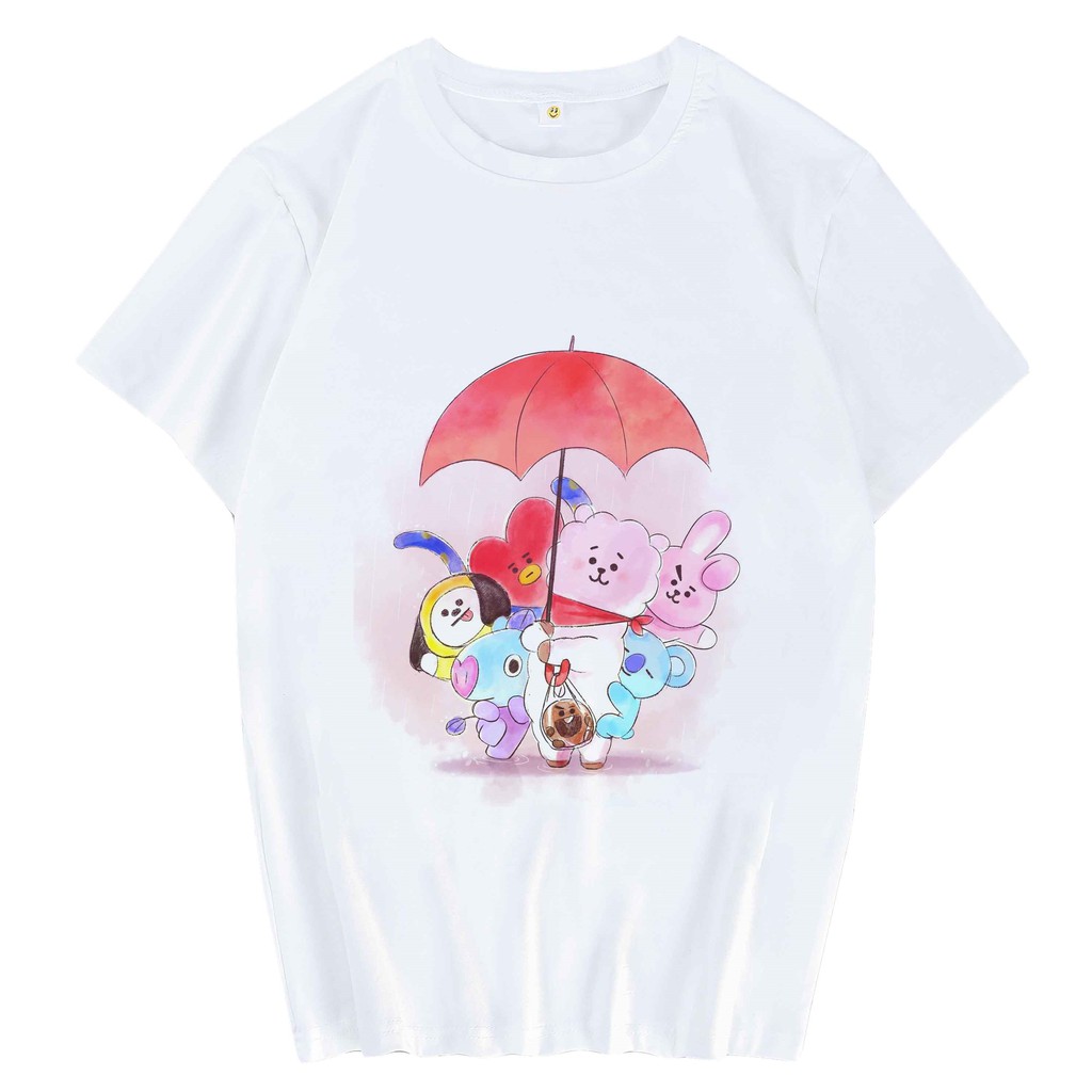 Áo phông BTS BT21 áo cotton ngắn tay in hình BT21