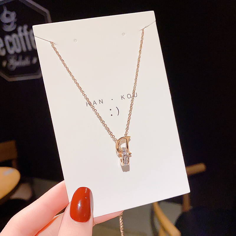 Korean Style D-face Stainless Steel Titanium Necklace