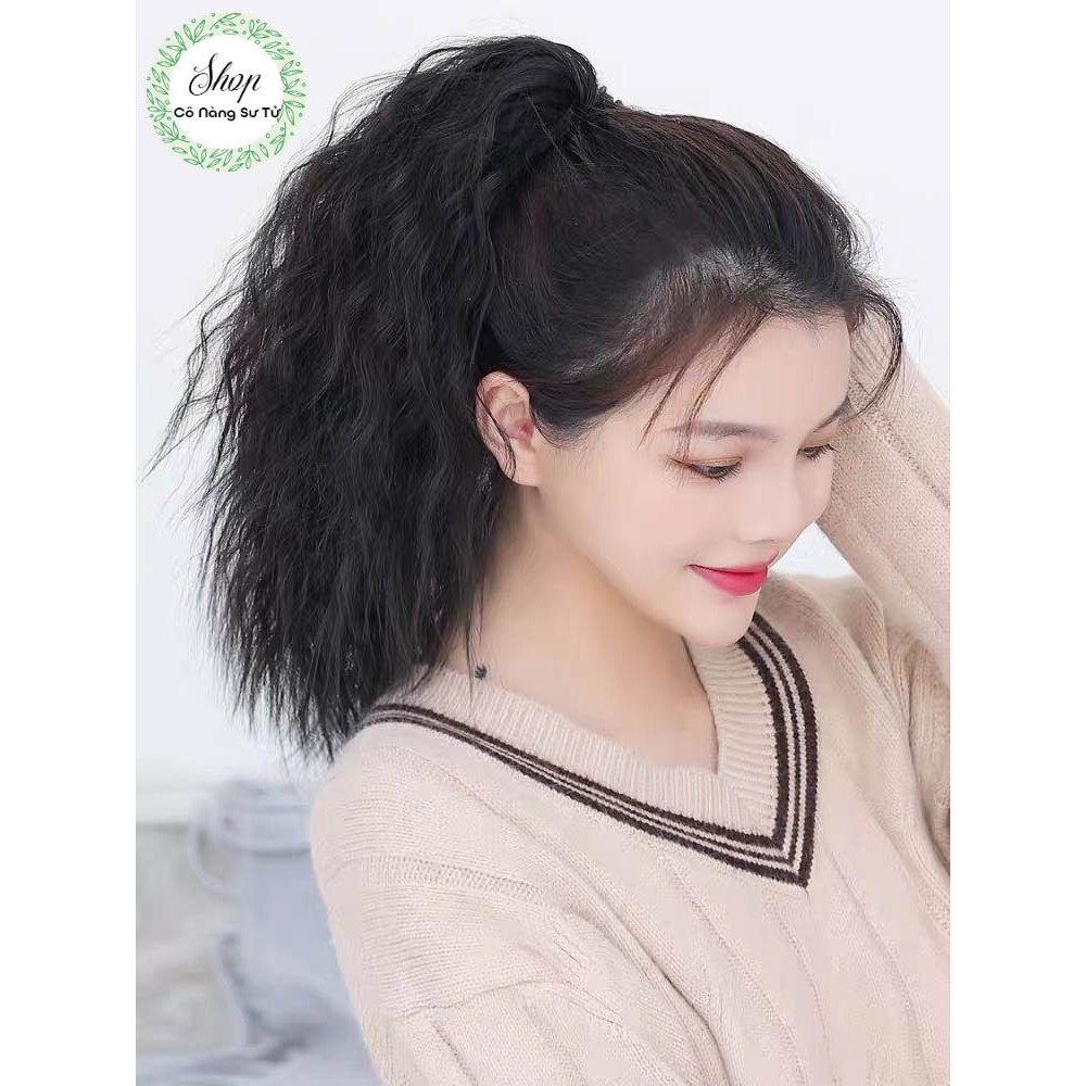 Tóc giả ngoặm xoăn xù mì ngắn, đuôi tóc giả style Hàn Quốc 30cm - Cô nàng sư tử